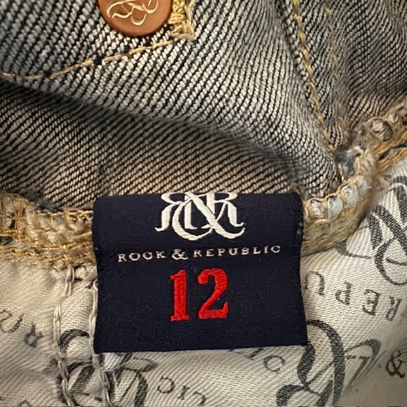 Rock & Republic Distressed Jean Shorts - Dark Blue - Picture 4 of 4